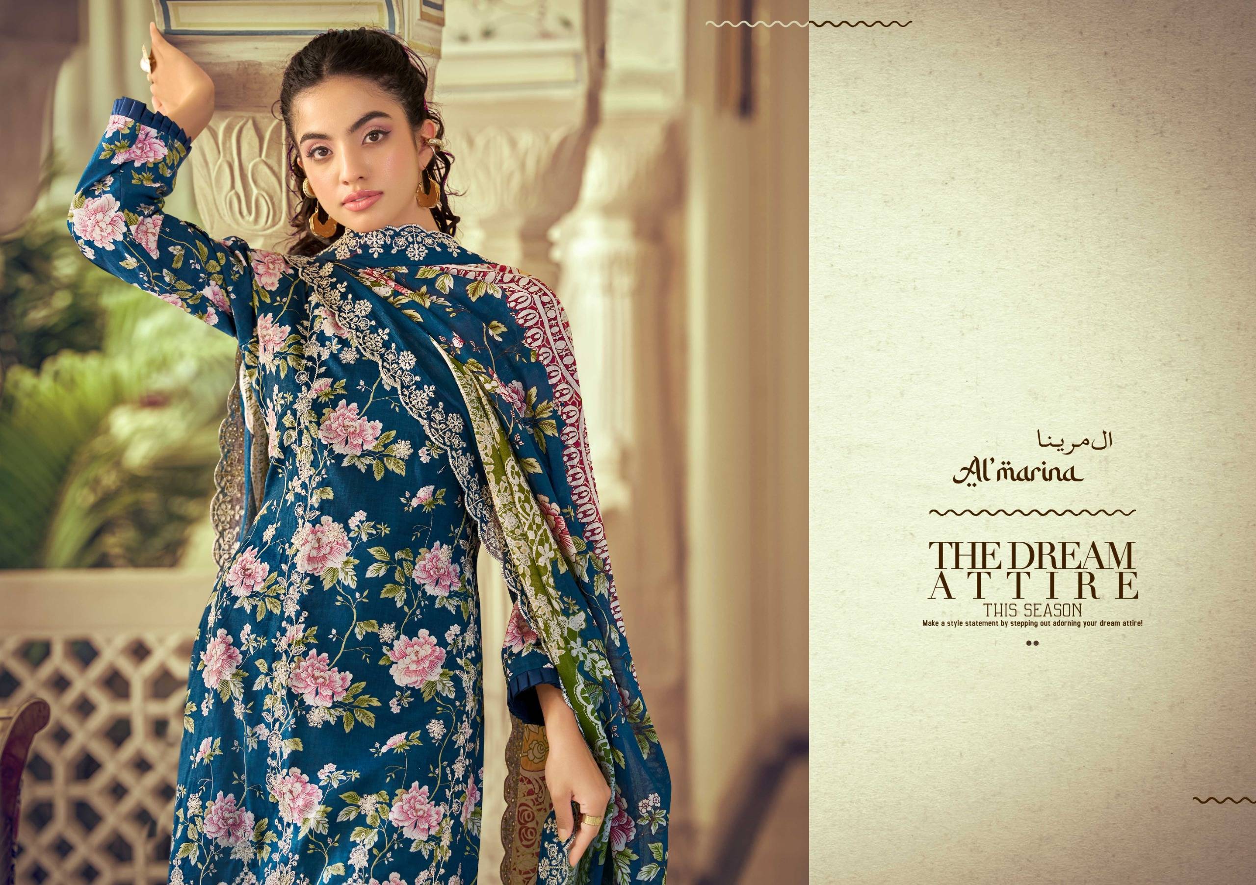 CHIKANKARI VOL 5 by ALMARINA 109001 To 109008 Series Beautiful Pakistani Suits Wear Pure Cotton Dresses At Wholesale Price